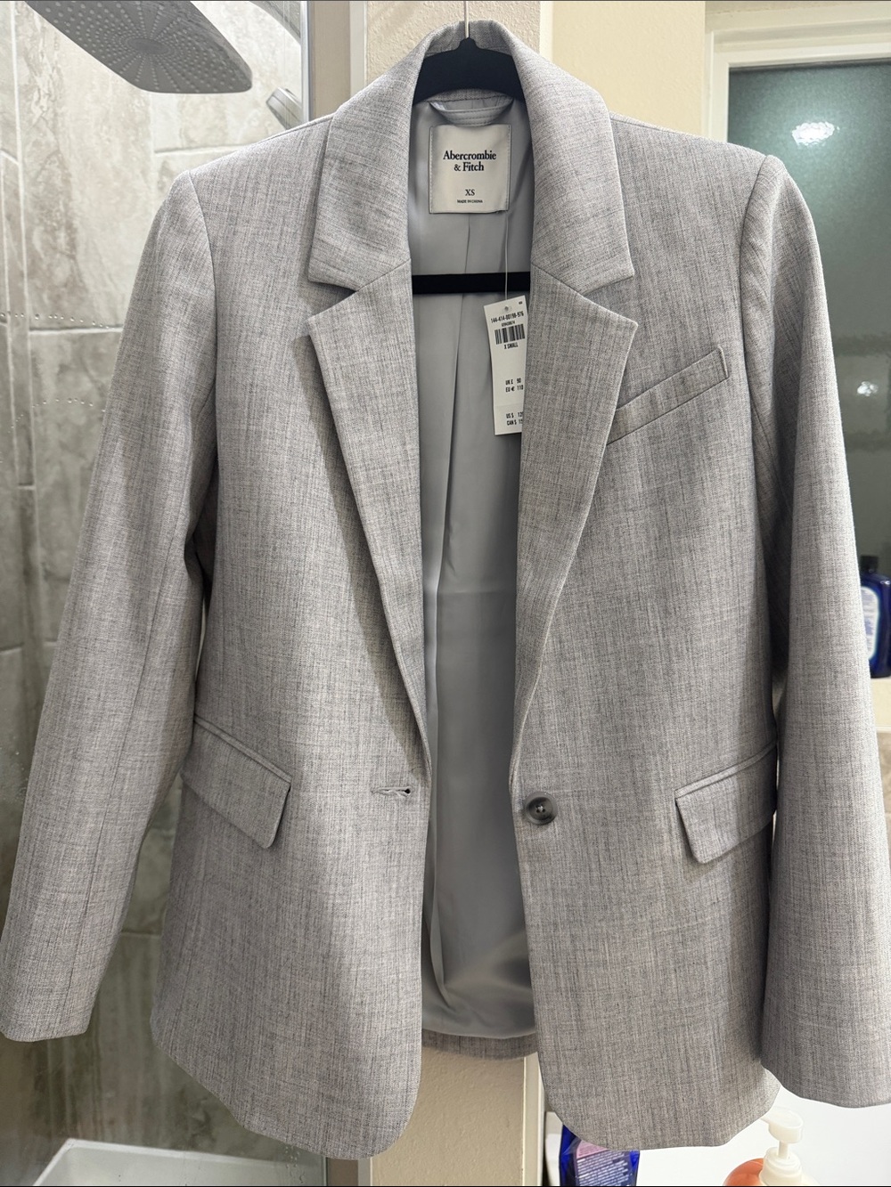 NWT Abercrombie & Fitch Light Gray Single-Button Blazer XS